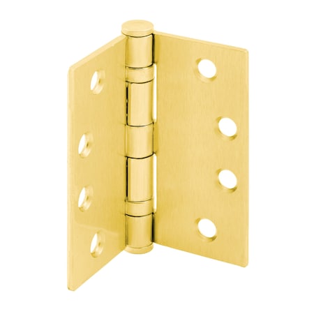 Prime-Line Door Hinge Commercial Smooth Pivot, 4 in. x 4 in. with Square Corners, Satin Brass 3 Pack U 1156363